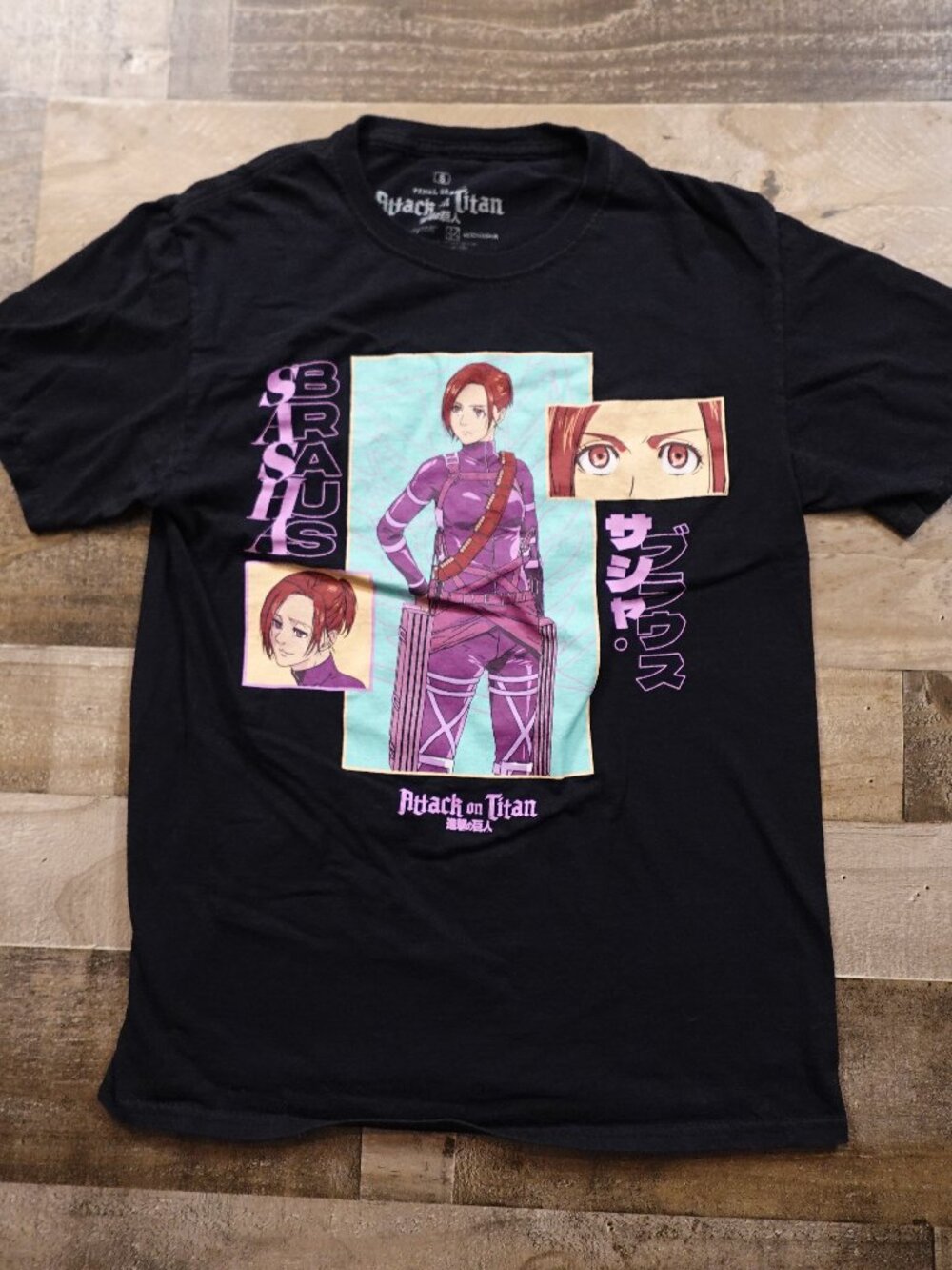 Attack on Titan Sasha Braus Final Season T-Shirt Adult Small Black Anime